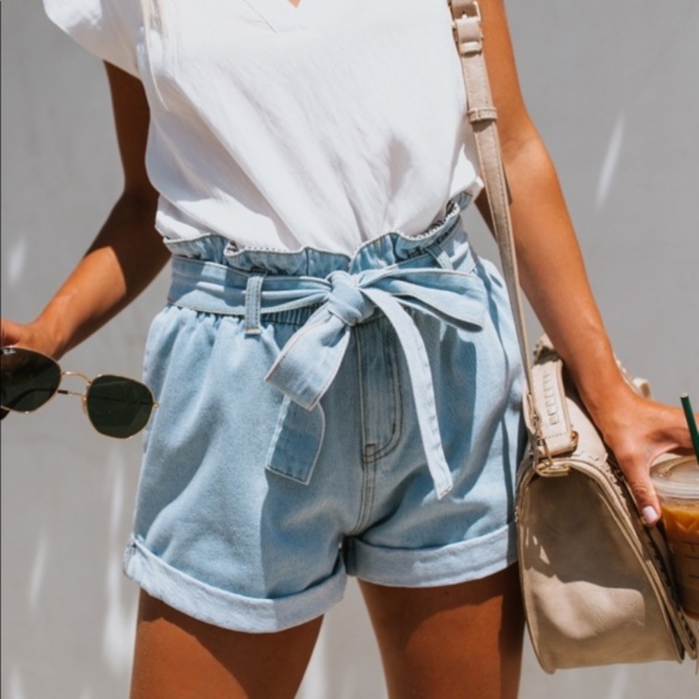 High waisted paper bag jeans